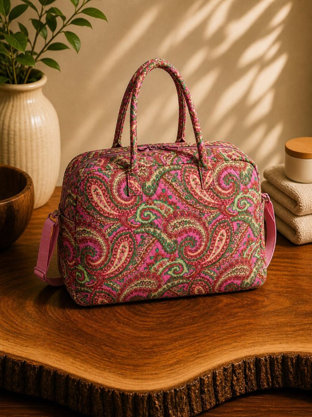 Vera Bradley Large Weekender Travel Bag Cotton Capri Pink NWT
